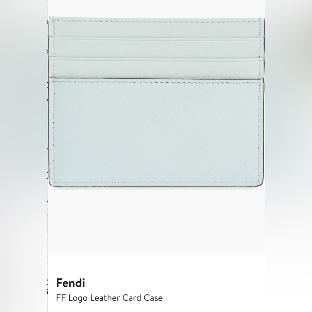 NWT FENDI  Micro FF Logo Leather Card Case- color Mint